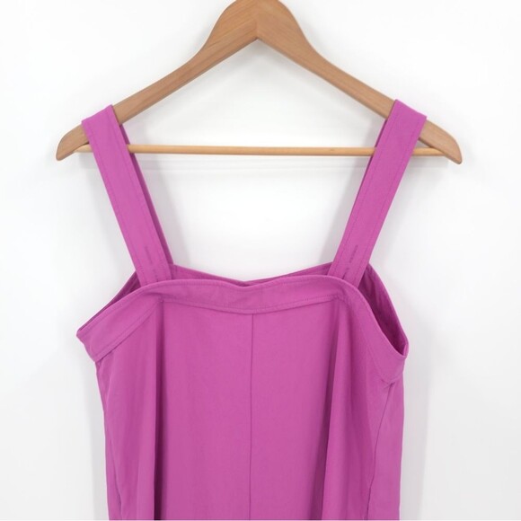 Everlane Midi Dress Womens 6 Magenta Full Button Down Square Neck Pockets - Picture 7 of 16